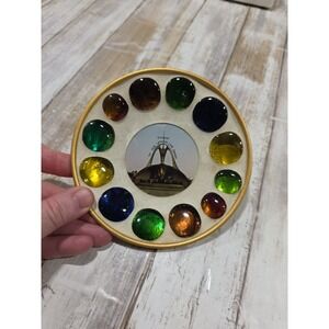 Vintage Shrine of Our Lady of the Snows Glass Gem Souvenir Dish Made in Japan